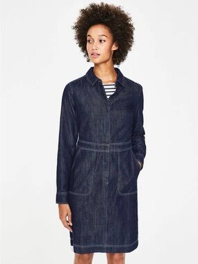 Boden Hattie Denim Dress Long Sleeve Knee Length Blue 18
